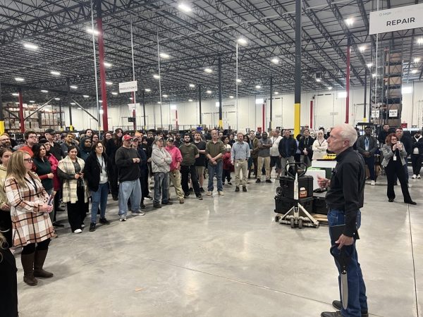 CEO Bob Houghton addresses employees at the new Sage facility in Columbus, OH on March 13, 2026